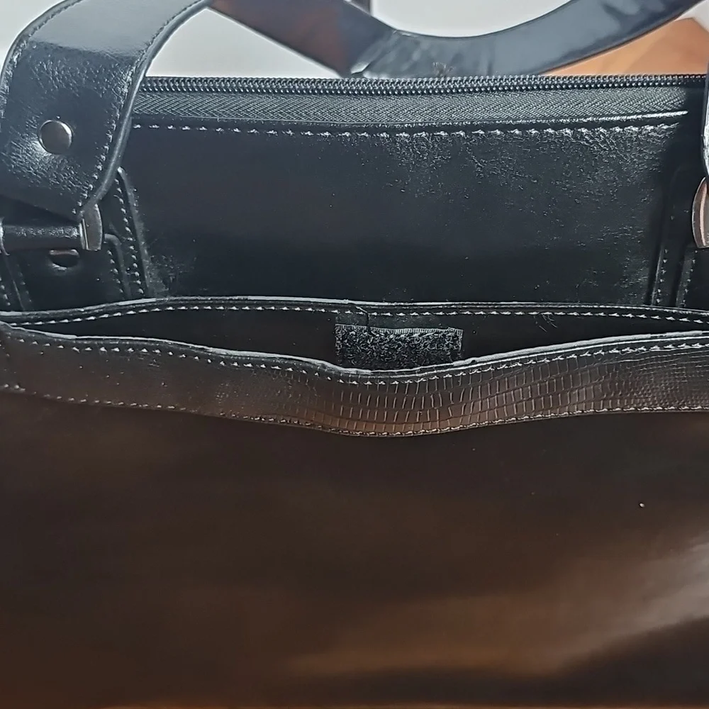 Kenneth Cole‎ Laptop Computer Black Snakeskin Tote Briefcase Bag Luggage Strap